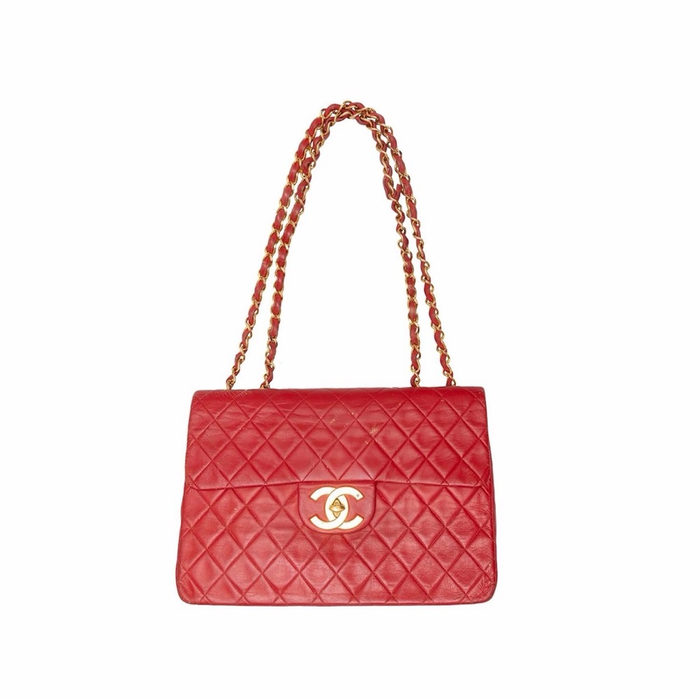 Vintage Red Chanel 3 Series Quilted Jumbo XL Flap Bag from 1994 Carolyn Bessette